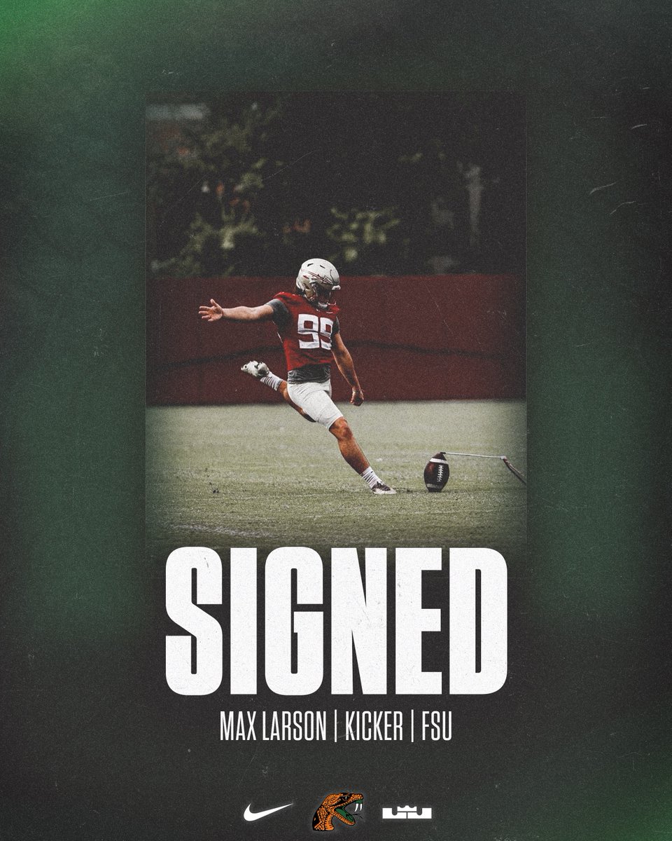 FAMU_FB's tweet photo. 🚨 𝗦𝗜𝗚𝗡𝗘𝗗 🚨

Rattlers signed kicker Max Larson (@Max_larson23) from Florida State.

🔗 https://t.co/dAcB7src0e

#FAMU | #Rattlers | #RELOAD | #REPEAT https://t.co/RlufkuBZq5