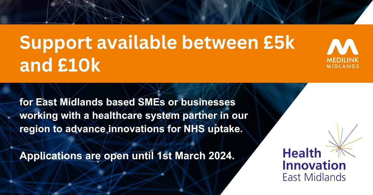 We're looking for late-stage innovations that are market ready but require an injection of funding to overcome barriers for successful deployment and scale with the potential for rapid economic return for the region 📍

Find out more &amp; apply here medilinkmidlands.com/business-suppo…