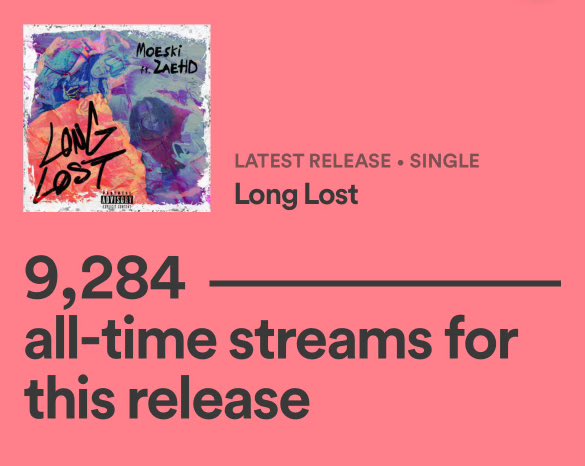 Let’s go songs at 9284 let keep streaming get it to 10k then get it to 100k need all the losties help