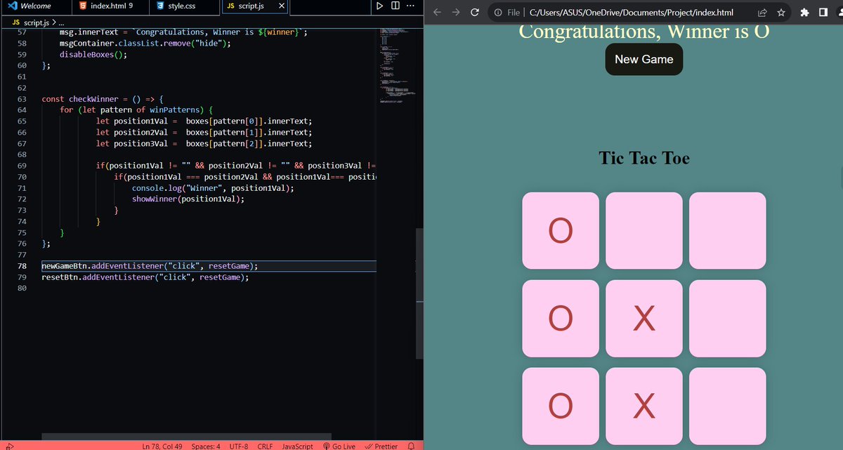 Misba8069's tweet image. So this game is known as #tictactoe !
I&apos;ve made this game using programming language: html
css and javascript!!
it was very hard journey at starting for me to study html(basically it was very hard for me :))
I made this game in jan
Feel free to play this good game Later!!