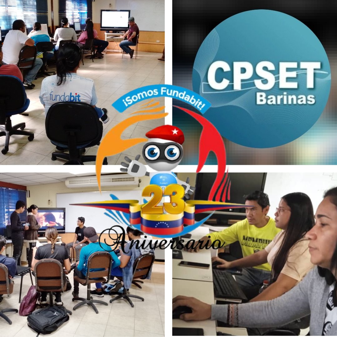 #7feb #somosfundabit 23 años de revolución educativa, llevando la tecnología a cada rincón de nuestro país, cómo parte de la formación integral de estudiantes, docentes y comunidad en general. 

@nicolasmaduro
@fundabitoficial 
@fundabitbnas 
@mppeducacion 
@cdcebarinas