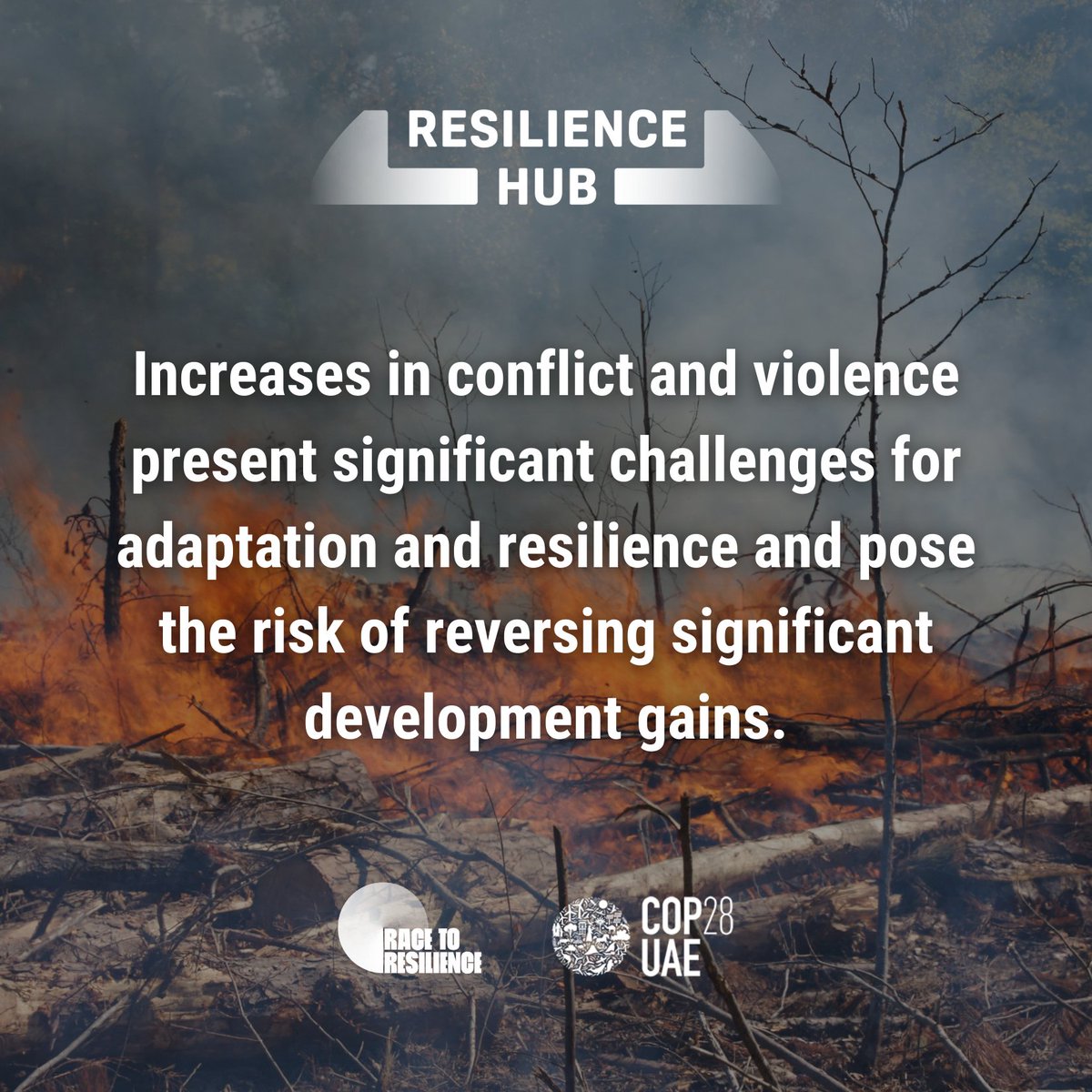 Here are the four main cross-cutting messages that emerged from the sessions hosted at the #COP28 Resilience Hub. A more in-depth analysis can be found in the COP28 Resilience Hub Synthesis Report, now available here: cop-resilience-hub.org/cop28-synthesi… #COPResilienceHub #RacetoResilience