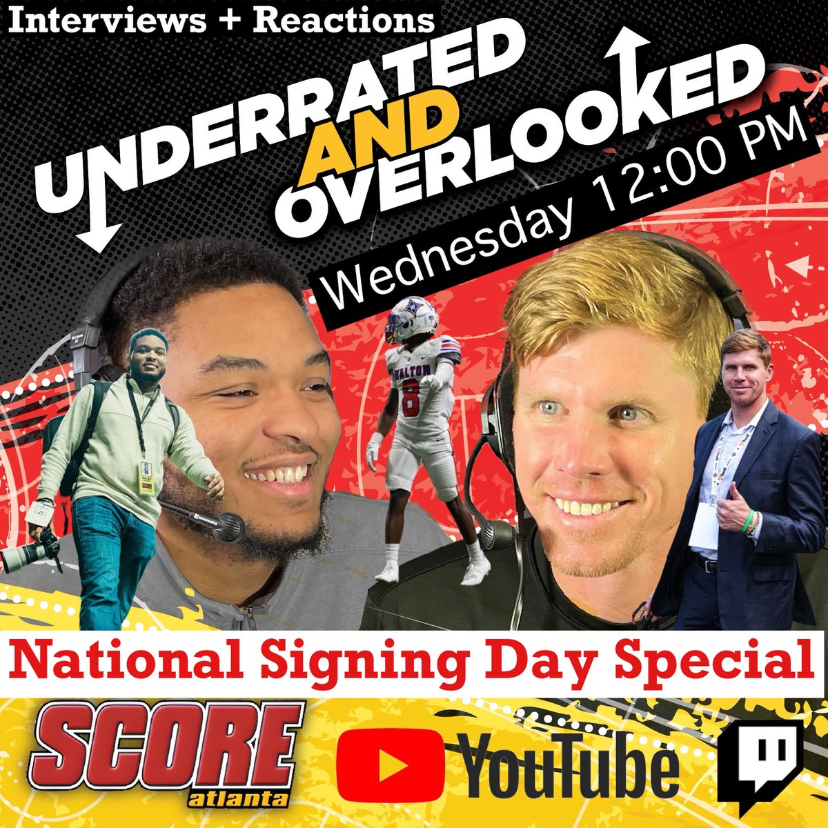 LIVE AT NOON! @CraigSagerJr and @najehwilk will host a Signing Day episode of the 'Underrated & Overlooked' videocast, with live coverage of today's signees! Click here to watch: youtube.com/watch?v=G5ShmY…