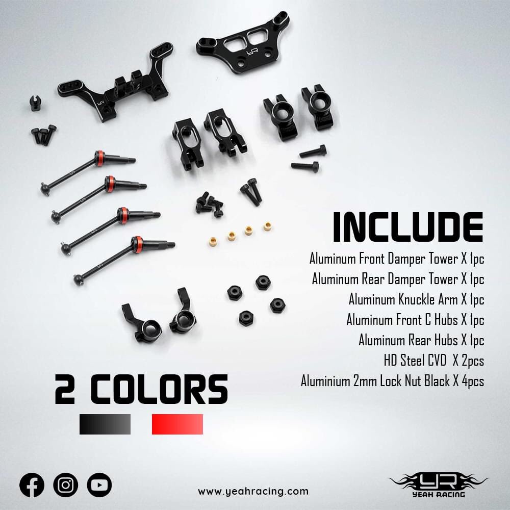 rcmart's tweet photo. Yeah Racing Aluminum Essential Conversion Kit!
A set of aluminum upgrade parts for Kyosho's MB-010 Mini-Z Buggy, upgrading the most essential parts on the chassis to aluminum for a more durable and precise car!
KYMB-S01
>> https://t.co/ptlNdKOgIx <<
#rcMart
#YeahRacing https://t.co/Ajn4XgNGTl