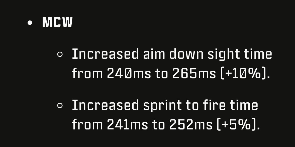 GGBreakingPoint's tweet photo. Season 2 Updates:

- MCW nerfed: increases in ADS and sprint to fire times

- IN: Rio HP + SND 

- OUT: Terminal HP + Skidrow SND

- Adjustments to spawns on Highrise and Terminal

- Increased health regen rates &amp; faster health regen delay https://t.co/rjQek6sMxI