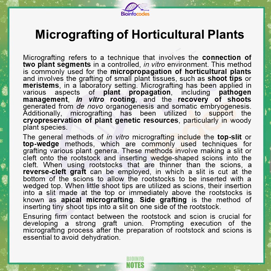 A new #bioinfonotes about “Micrografting of Horticultural Plants” has been shared.