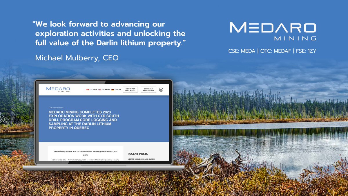 MedaroMining's tweet image. &quot;We look forward to advancing our exploration activities and unlocking the full value of the Darlin lithium property.” - Michael Mulberry, CEO
🗺️ Read more about the Darlin lithium property ⇒ stockmkt.info/47VylGV 
#lithium #mininglithium #OTCMarkets
🇨🇦 $MEDA 🇺🇸 $MEDAF