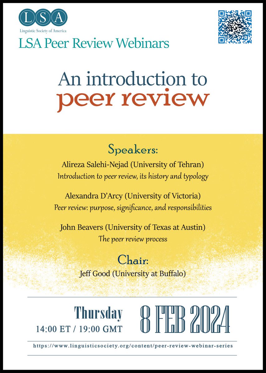 Last chance to register for this introductory webinar on peer review with the LSA Ethics Committee tomorrow at 2 pm (ET). Join the webinar and learn the types and processes involved and a comprehensive overview of peer review ➡️ buff.ly/3RZncP4