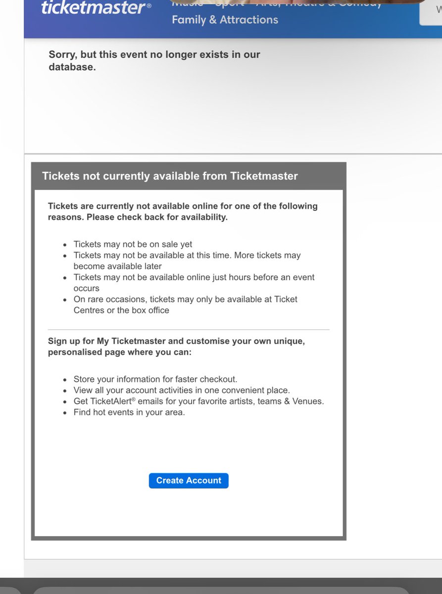shaniefx's tweet photo. @TicketmasterDE @TicketmasterUK @Ticketmaster @Adele @AdeleAccess 

Why?!?! After well over 2 hours and when I’m finally next ticket master takes me here?!?! Wtffff https://t.co/9PBTSCNELU