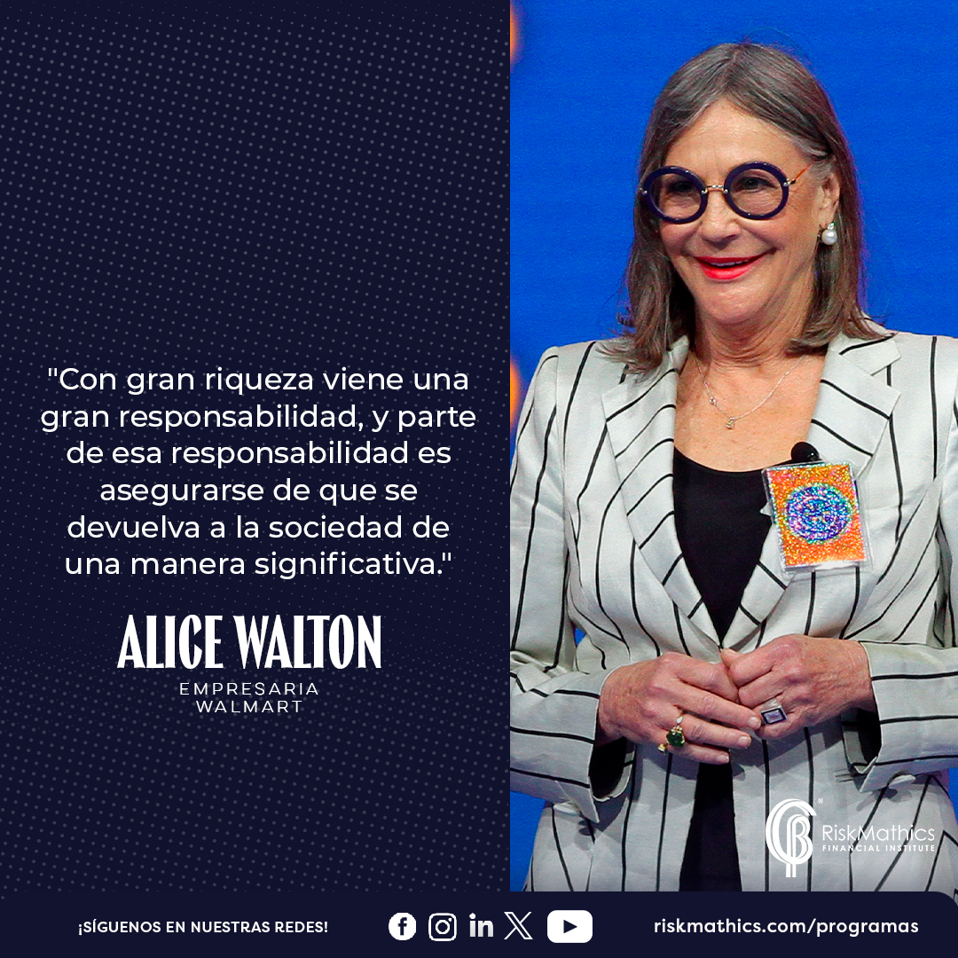 RiskMathicsFI's tweet photo. "Con gran riqueza viene una gran responsabilidad, y parte de esa responsabilidad es asegurarse de que se: devuelva a la sociedad de una manera significativa."
- Alice Walton - Empresaria (Walmart)

#riskmathics #risk #LearningFromTheMasterMindsInFinance #AliceWalton #Empresaria https://t.co/chQvGEznxA