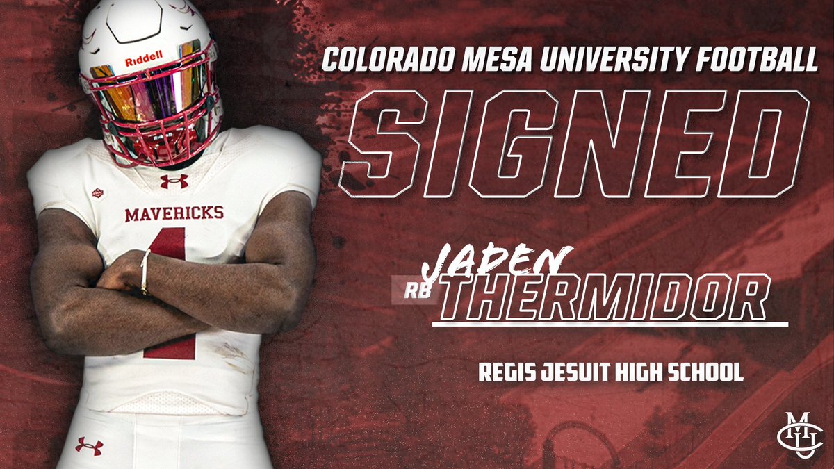 Colorado Mesa Football (@cmumavsfootball) on Twitter photo 𝐖𝐞𝐥𝐜𝐨𝐦𝐞 <a href="/Jaden_Thermidor/">Jaden Thermidor</a> 𝐭𝐨 𝐭𝐡𝐞 #MavNation
✍️ Jaden Thermidor
🏈 Running Back
🔄 Regis Jesuit High School
📍 Aurora, Colorado
#NSD24 x #MavUp x #RumbleMavs 𝐖𝐞𝐥𝐜𝐨𝐦𝐞 <a href="/Jaden_Thermidor/">Jaden Thermidor</a> 𝐭𝐨 𝐭𝐡𝐞 #MavNation
✍️ Jaden Thermidor
🏈 Running Back
🔄 Regis Jesuit High School
📍 Aurora, Colorado
#NSD24 x #MavUp x #RumbleMavs