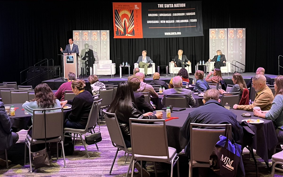 swtanation's tweet photo. This morning at our @swtanation 2024 Annual Conference in Tulsa, @FTA_DOT Administrators (or designees) from Region 6,7,8 &amp; 9 offices shared key updates, including that the 2024 Bus &amp; Bus Facilities and Low/No programs will be announced tomorrow (2/8), with a preview later today. https://t.co/frlIHRZFwE