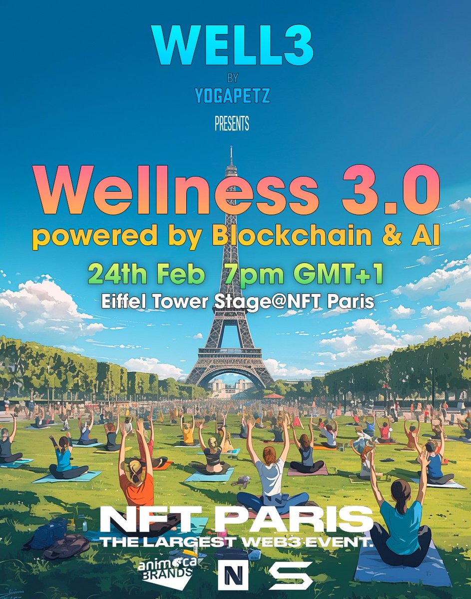 WELL3 @nft_paris w/ @animocabrands @Newmangrp & Soul Capital Partners 📅Date & Time: 24th Feb, 2024, 7pm - 11pm (GMT+1) 📍Location: NFT Paris Main Venue, Eiffel Tower Stage ✏️RSVP Only: lu.ma/well3nftparis See you in Paris🇫🇷 #WELL3 $WELL