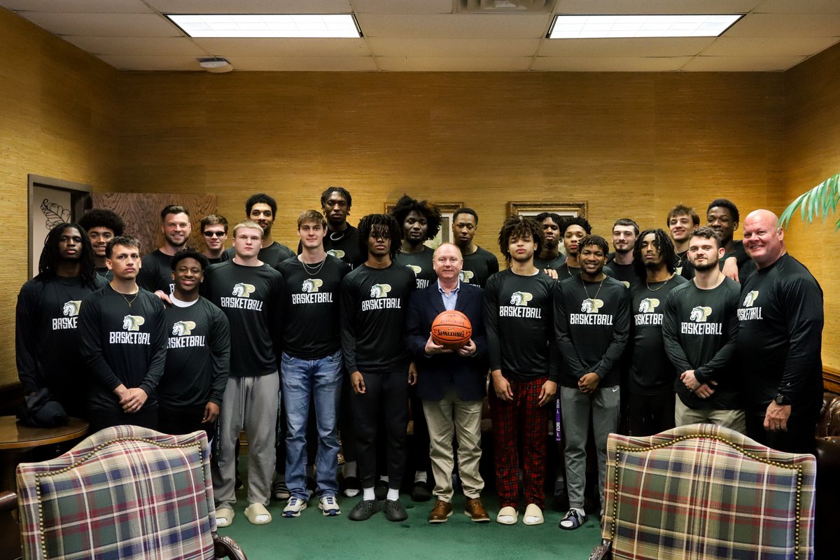 The Ponies basketball team presented Dr. Greg Powell with a signed game ball yesterday afternoon. They are currently ranked 8th in the nation!