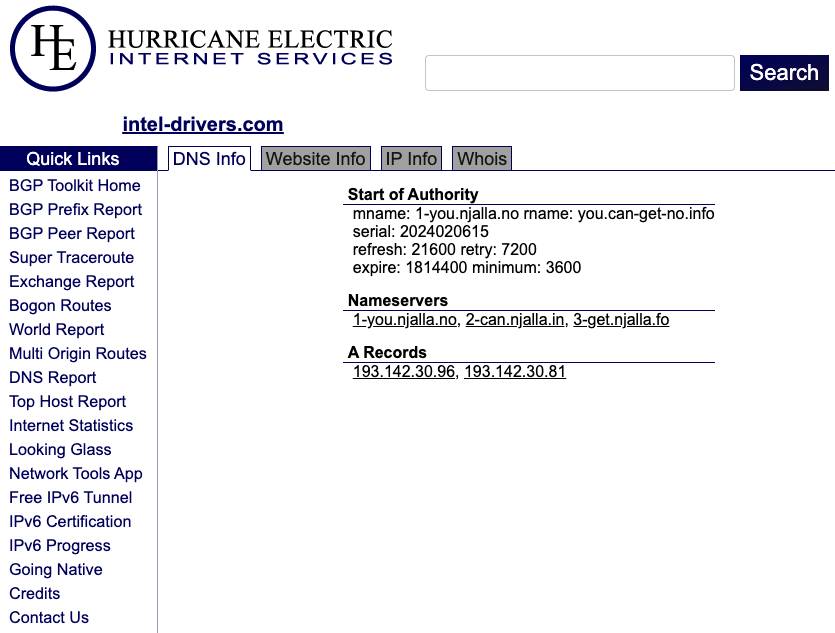 Suspicious domain intel-drivers[.]com was registered through Njalla on 2/6 and is resolving to IPs 193.142.30[.]96 and 193.142.30[.]81.