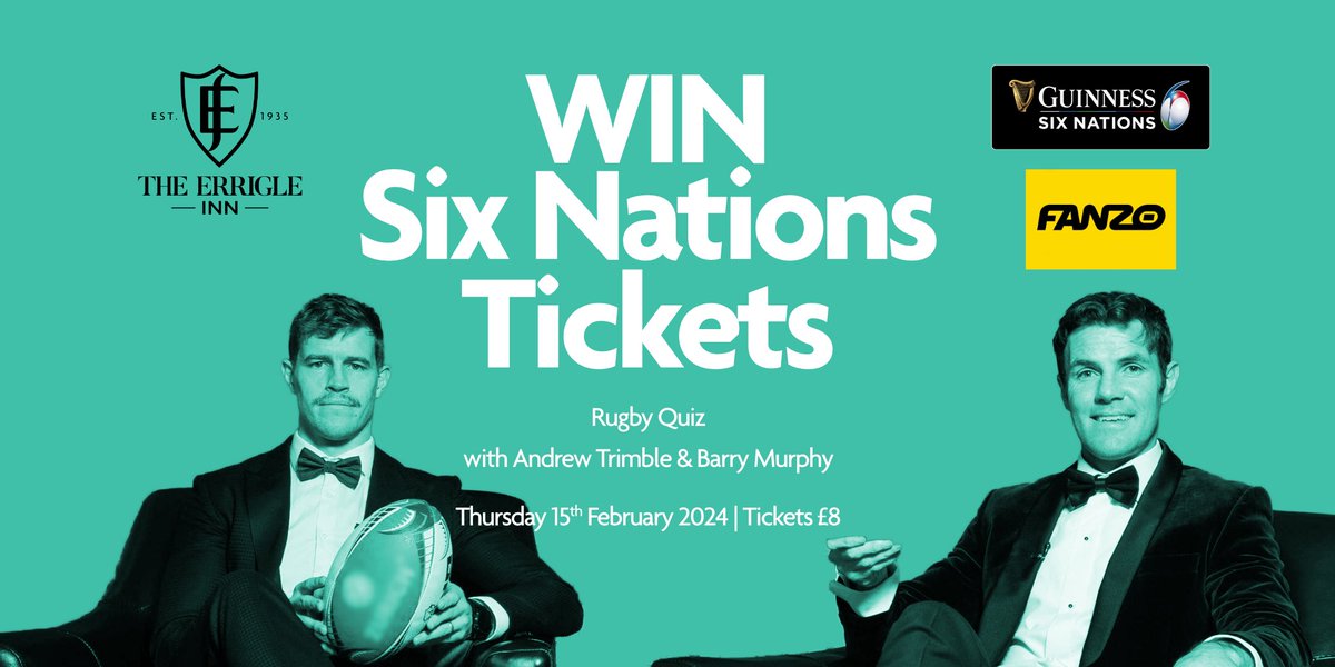 Errigle Inn (@errigleinn) on Twitter photo Fancy a chance to win tickets to 𝐈𝐫𝐞𝐥𝐚𝐧𝐝 𝐯𝐬 𝐖𝐚𝐥𝐞𝐬?🎟️
Get your photo taken with the Six Nations Trophy?📷
📅 Thu 15th Feb | Tickets £8 #SixNations
🏉 Hosted by <a href="/andrew_trimble/">Andrew Trimble</a> & <a href="/BarryMurphyHG/">Barry Murphy</a>
🎟️ Tickets online at errigle.com/events Fancy a chance to win tickets to 𝐈𝐫𝐞𝐥𝐚𝐧𝐝 𝐯𝐬 𝐖𝐚𝐥𝐞𝐬?🎟️
Get your photo taken with the Six Nations Trophy?📷
📅 Thu 15th Feb | Tickets £8 #SixNations
🏉 Hosted by <a href="/andrew_trimble/">Andrew Trimble</a> & <a href="/BarryMurphyHG/">Barry Murphy</a>
🎟️ Tickets online at errigle.com/events