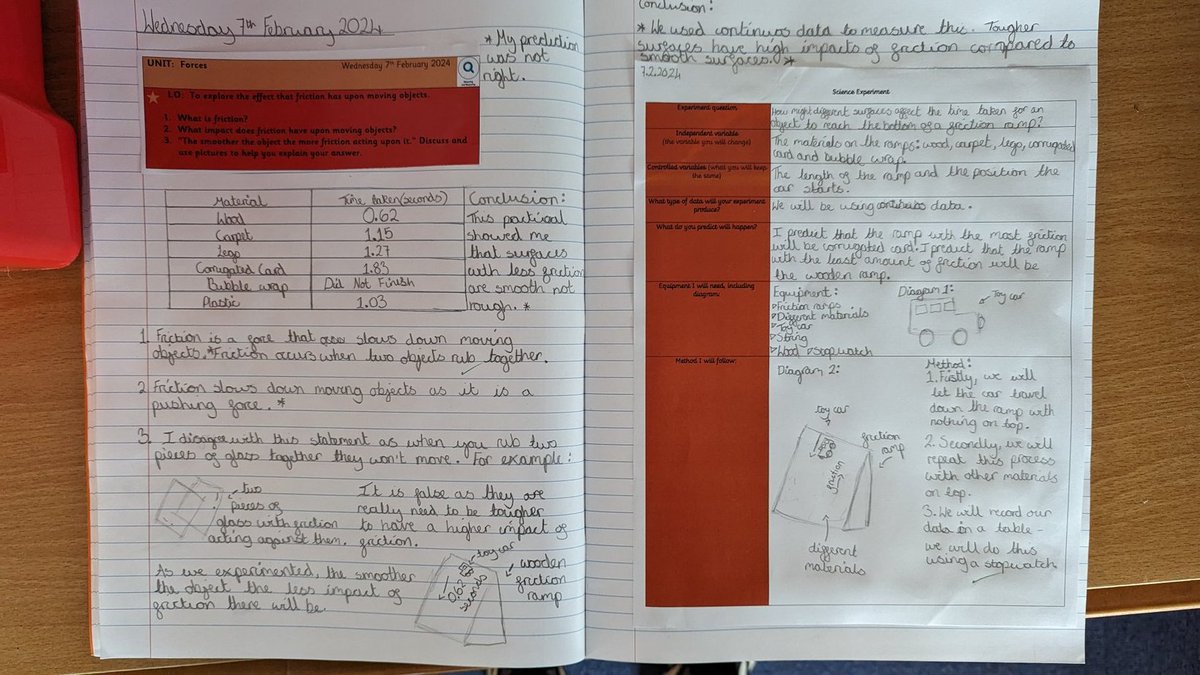 Observing the impact of different materials upon friction in Science today 🚗💨PT.2