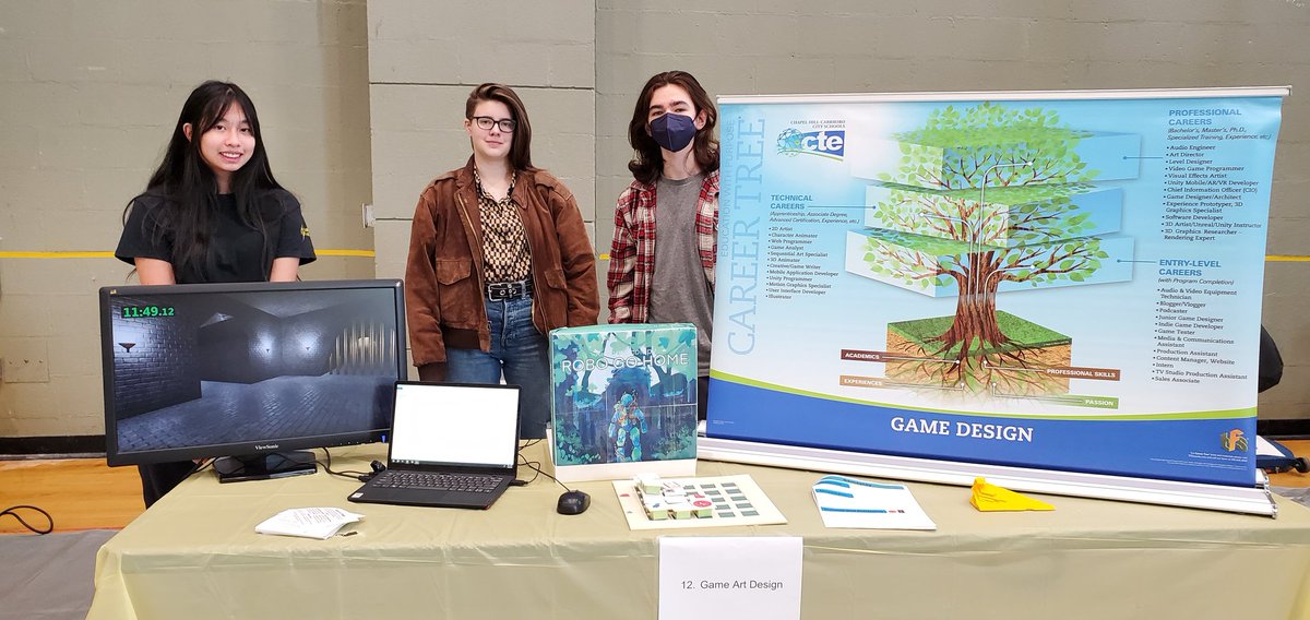 Day 2 of 8th grade tours at Chapel Hill HS. Three of my top notch students introduced the visiting students to what we have to offer in Game Art &amp; Design.