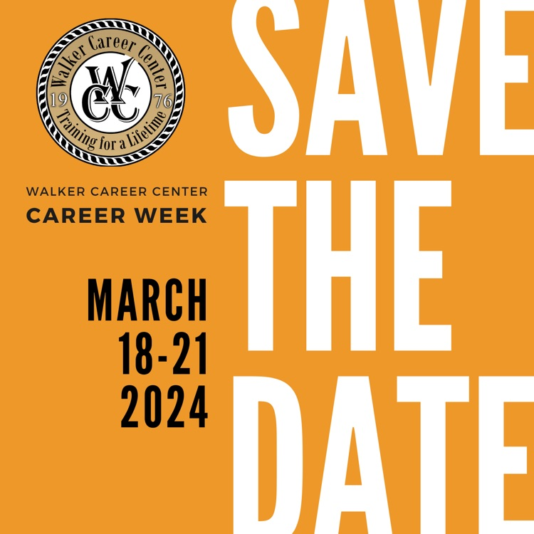 Save the date for Career Week at Walker Career Center! Industry based career fairs will be held March 18-21.  We hope to showcase a variety of job opportunities for our students. Any companies interested in participating should email acriswel@warren.k12.in.us for more info.