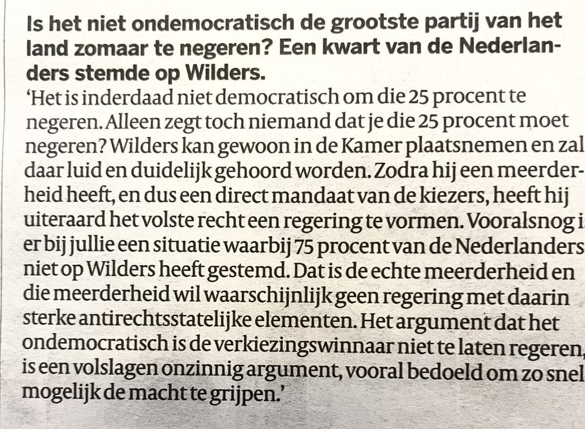 Het hele interview met Mussolini-chroniqueur Scurati in @Volkskrant ís lezenswaardig en belangrijk. Maar deze vraag en zijn antwoord raken de kern.
