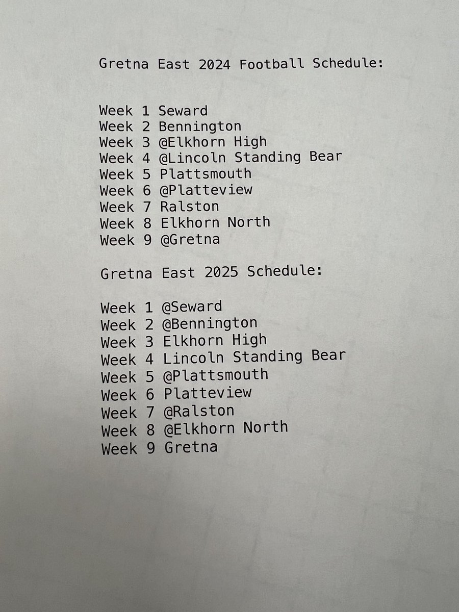 2024 / 2025 schedule.