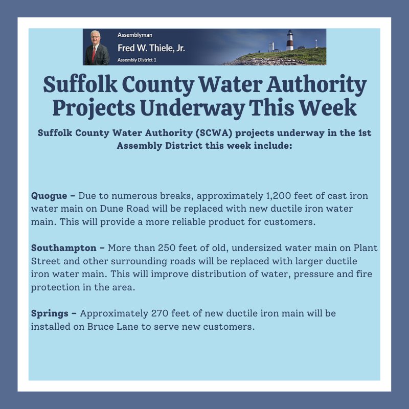 For updates on all significant Suffolk County water Authority (SCWA) projects, community members may visit: scwa.com/water-customer…