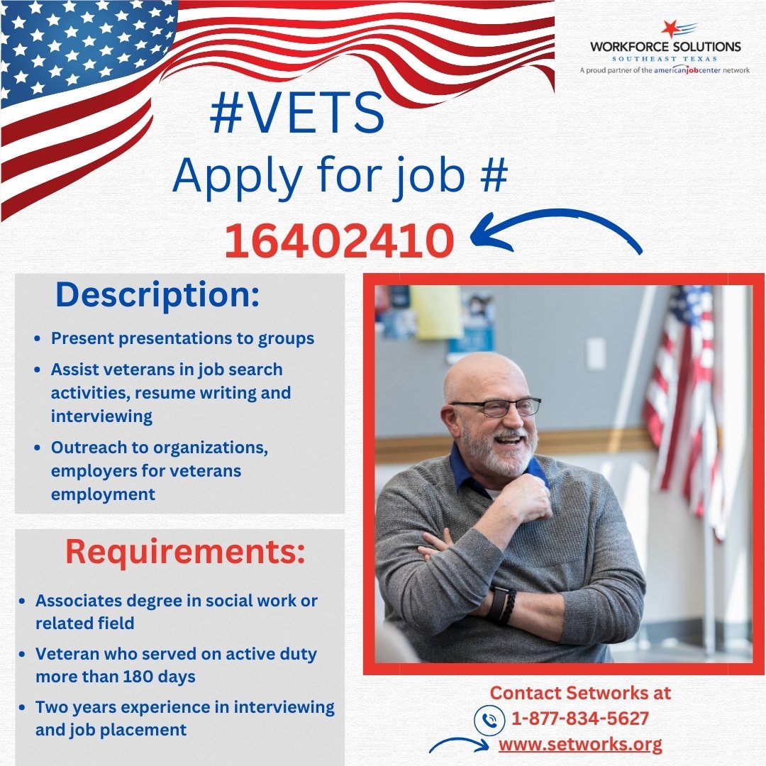 #VETS Apply for job #16402410. Contact SETWORKS at 1-877-834-5627 or setworks.org for assistance!