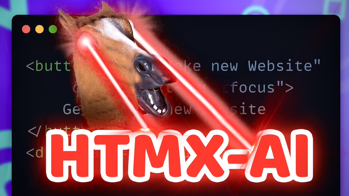 bufferhead_'s tweet image. Introducing HTMX-AI 🤖 
HTMX-AI is an @htmx_org Extension that adds AI support to HTMX. Just add the custom hx-ai="" Attribute to your HTML Element and you are ready to go! 
&lt;button hx-ai="Make an awesome website"&gt;&lt;/button&gt;