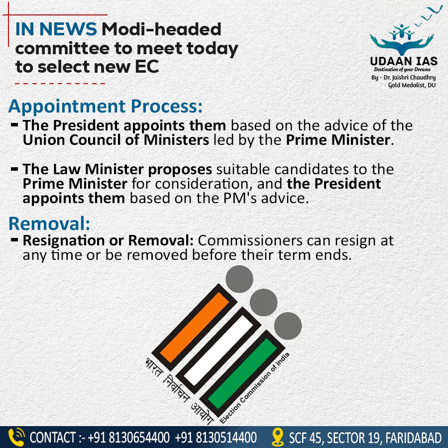 udaan_ias's tweet photo. Modi-headed committee to meet today to select new EC #ias #ips #upsc #hcs #HAS #HPSC #HPPSC #CSIR #SO #ASO #UPPSC #DSSB https://t.co/tGt5d9CUah