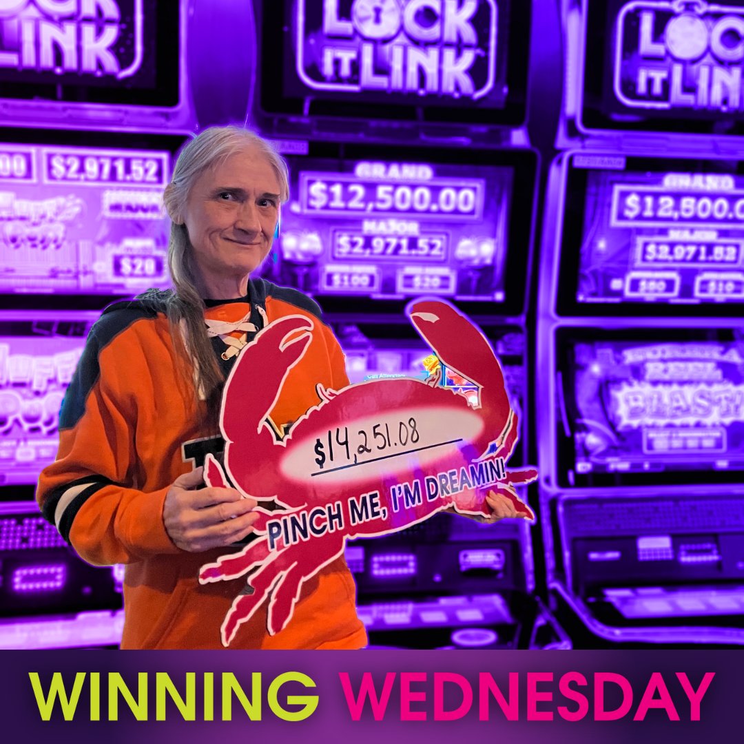 HarrahsGC's tweet photo. Congratulations to Laura S.! ๐๐ฅณ She is our lucky winner on Winning Wednesday, hitting the incredible $14,251 jackpot playing Lock It Link! ๐ฐ๐ช #Winner #Jackpot #LockItLink
Must be 21 or older to gamble. Know when to stop before you start. Gambling problem? Call 800-522-4700 https://t.co/0HoNpEDk31