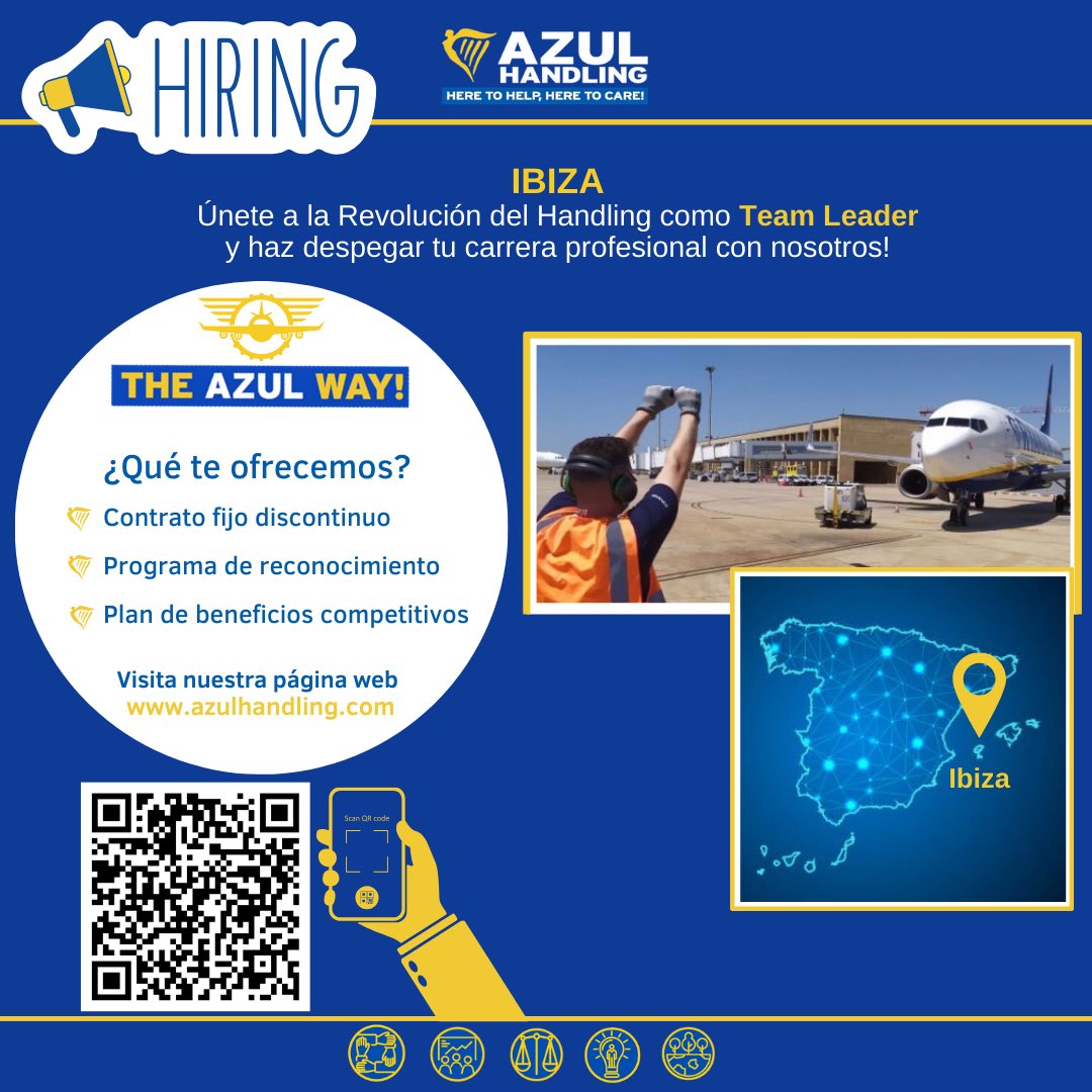 Hola, buscamos a #AgentedePasaje, #AgentedeRampa y #TeamLeader que se unan a nuestro EquipAzul en la base de #IBZ. Visita nuestra página web para más información. ¡Te esperamos!
#theazulway #heretohelpheretocare #fivepillars #OneVision #OneMission #people #ofertatrabajo <a href="/ryanair/">Ryanair</a>