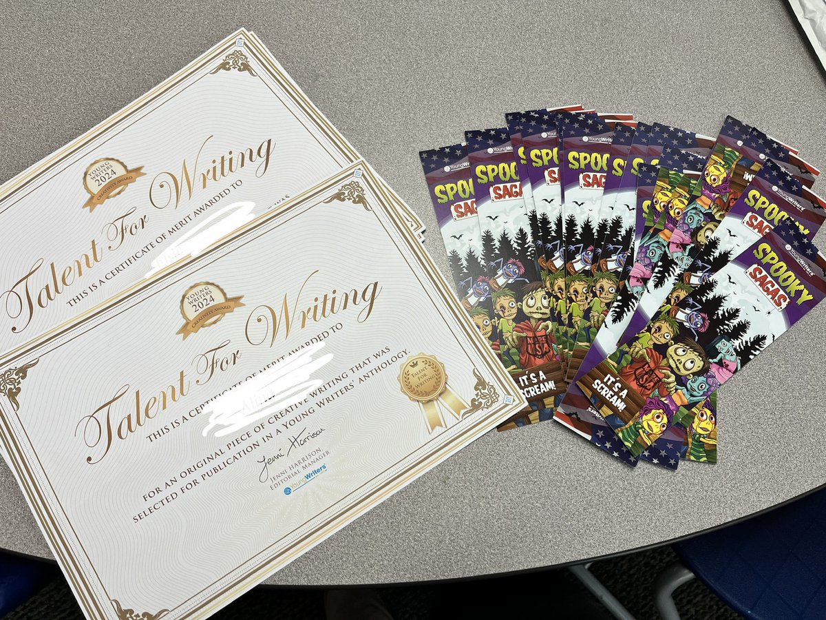 MrsBarringerGL's tweet image. Many of my students are so excited to have their Spooky Saga writing published in a book! Thank you to @youngwritersusa for the opportunity! #GLCSRyan #gogulllake