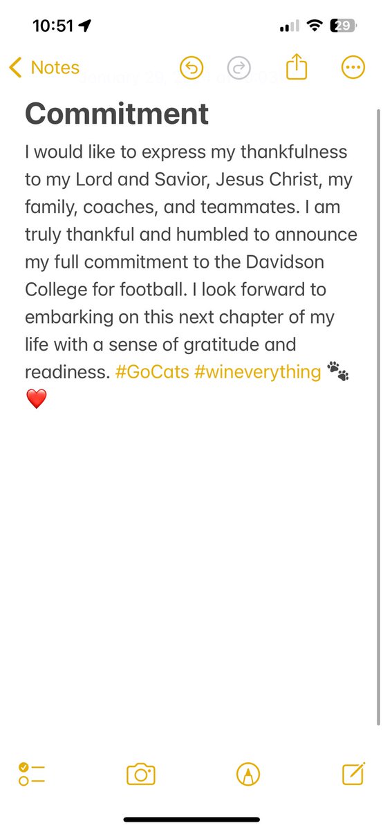 Go wildcats ! <a href="/DavidsonFB/">Davidson Football</a> #1000percentcommitted #we