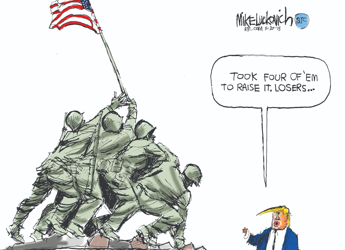Remember when Trump told Sgt. Johnson's widow he knew what he was signing up for? When he insulted a Gold Star family? When he called vets suckers & losers? When he let Putin put bounties on US troops? He isn't worthy to be Commander-In-Chief. #ProudBlue #TrumpForPrison2024
