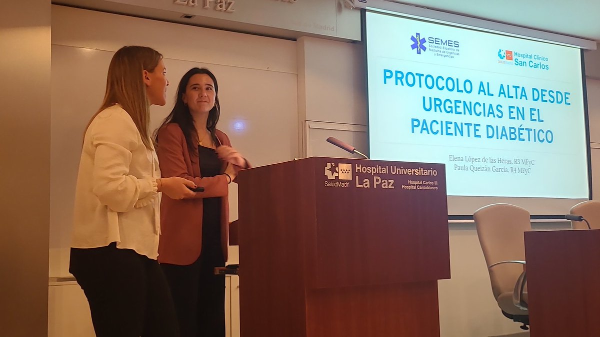 <a href="/SEMES_/">SEMES</a> <a href="/SEMESDiabetes/">SEMES Diabetes, Endocrinología y Metabolismo</a> <a href="/SEMESMadrid/">SEMES Madrid</a> Casos clinicos para practicar el manejo al alta de los pacientes con DMdesde el servicio de urgencias de la mano de <a href="/pauqg95/">Paula QG 👩🏼‍⚕️</a> y Elena López de las Heras, MIR del H. Clínico San Carlos en la jornada de manejo de la diabetes en urgencias para MIR