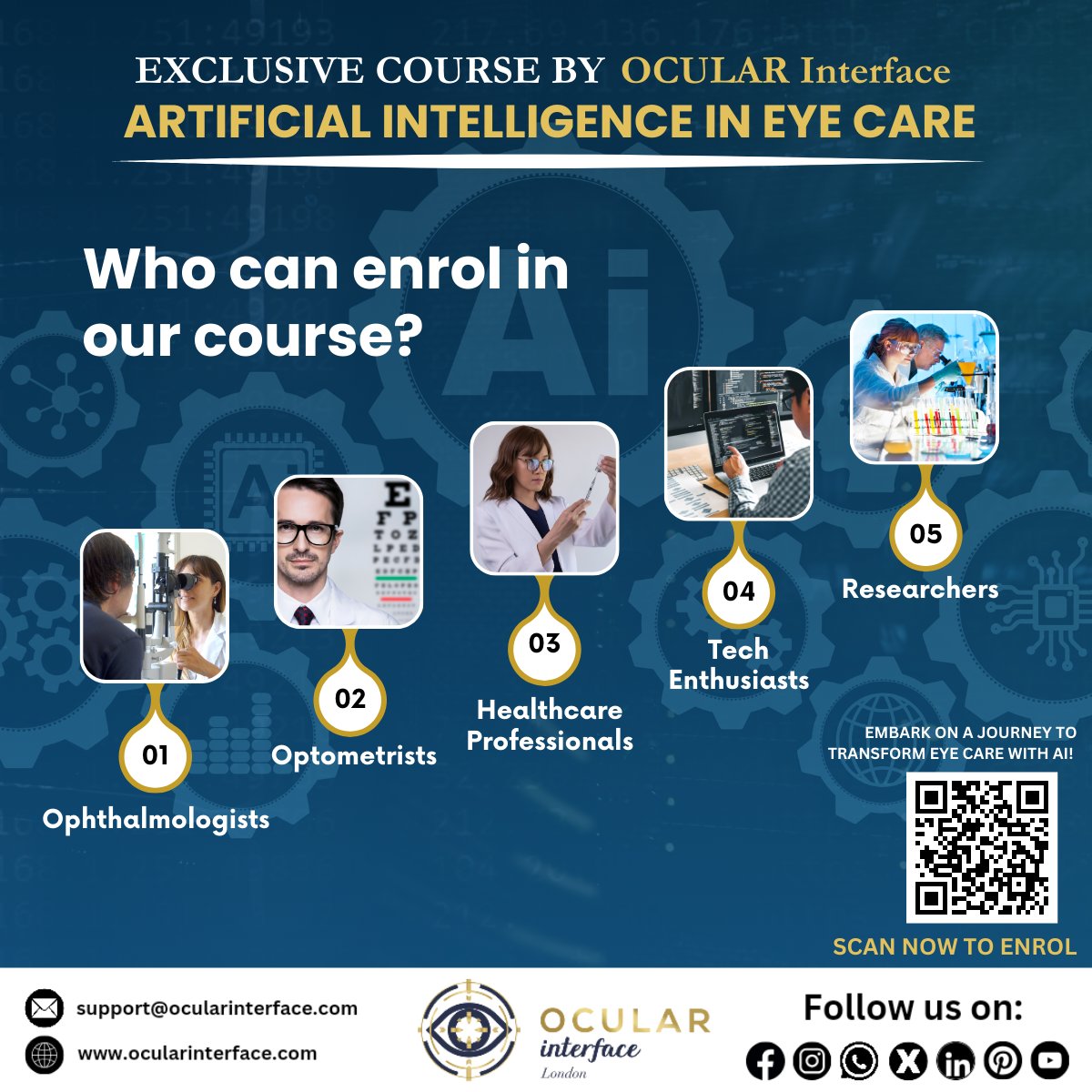 OcularInterface's tweet photo. Embark on a transformative journey in eye care with OCULAR Interface exclusive course on Artificial Intelligence in Eye Care. โจ๐ค
๐ธEnrol Now: https://t.co/JTZdppzJdJ
#OcularInterface #AIinEyeCare #HealthTech #EyeHealthRevolution #Innovation #Ophthalmology #Tech #AI https://t.co/dxeWENzOqW