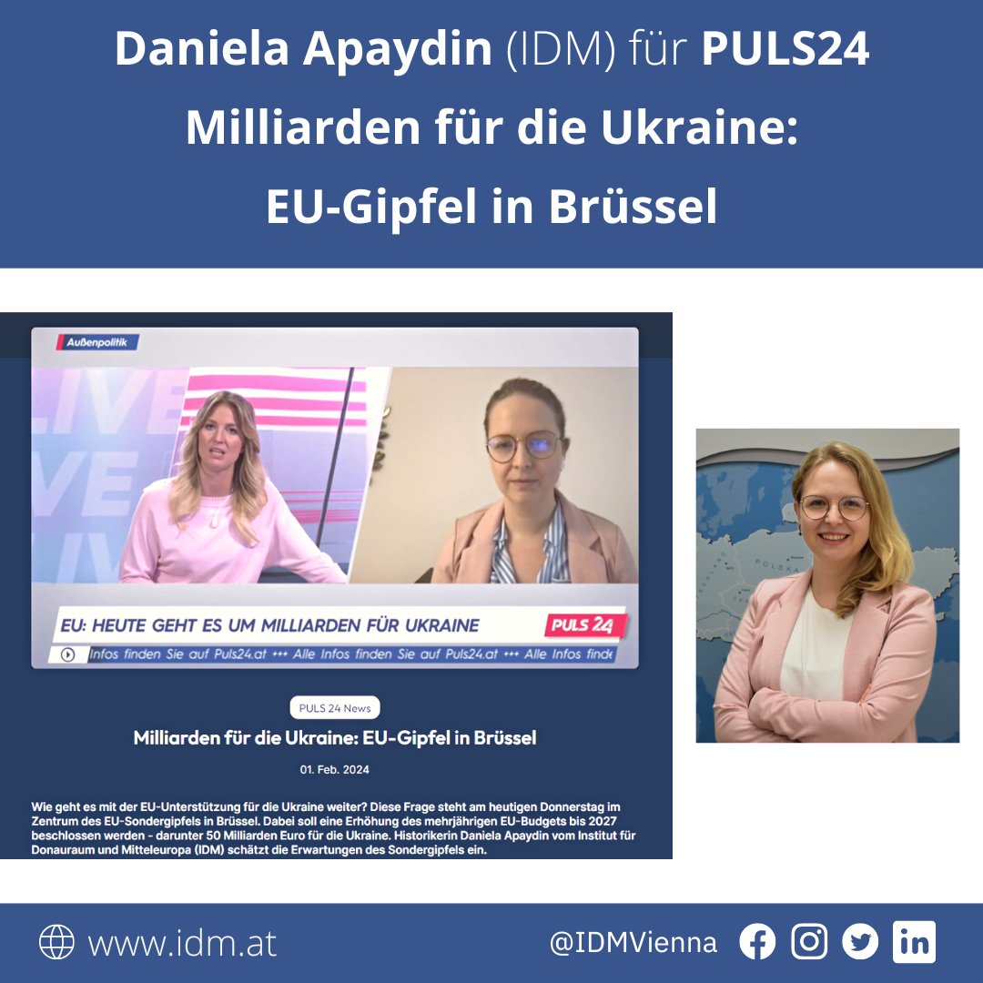 📢IDM Newsroom 

▶ <a href="/Neubac/">Daniela Apaydin</a> für <a href="/puls24news/">PULS 24</a> über die EU-Unterstützung für die Ukraine🇺🇦
▶ <a href="/PTechet/">Dr PeterTechet</a> für <a href="/Forum_RGOW/">FORUM RGOW</a> über das ungarische „Gesetz zum Schutz der Souveränität“🇭🇺
(1/2)