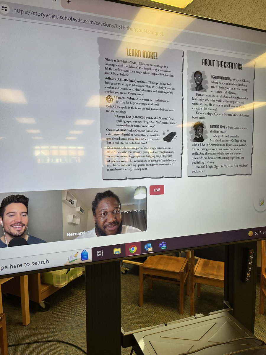 Learning some words and phrases from Bernard Mensah, who is an author from Ghana 🌍#WorldReadAloudDay @IrvingLibraries @Scholastic