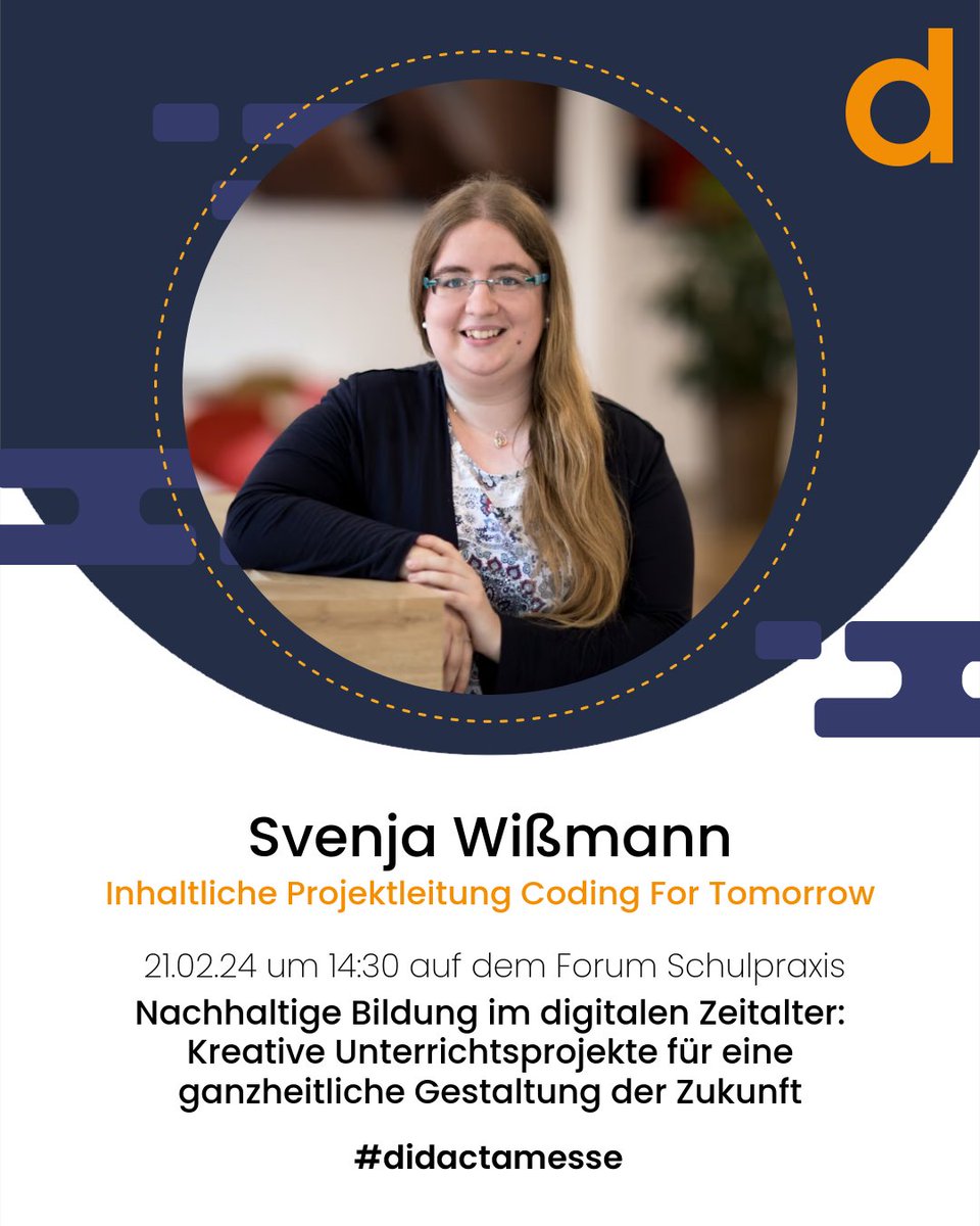 coding_tomorrow's tweet image. Didacta 2024 - Wir sind dabei! 🎓
Am 21.02. gibt Svenja Wißmann Einblicke in nachhaltige Bildung im digitalen Zeitalter - von interaktiven Plakaten bis zu Pflanzen-Gießmaschinen
📍 Forum Schulpraxis, Koelnmesse
📆 21.02.2024
⌛ 14:30 - 15:00 Uhr
#didacta2024 #didacta