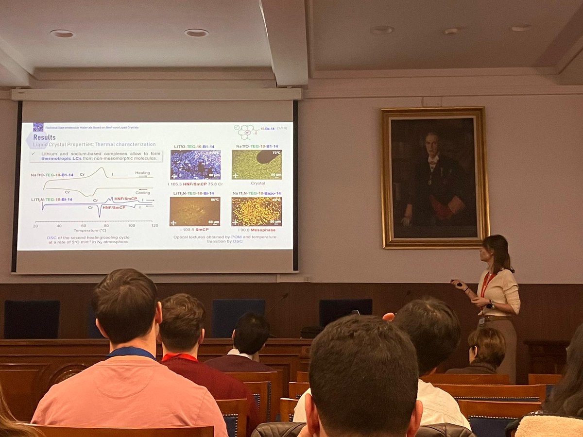 clip_group_lab's tweet photo. Session 2 starts with Carlota and her fantastic talk "Funcional supramolecular materials based on bent-core liquid crystals" https://t.co/j8WioNqscr