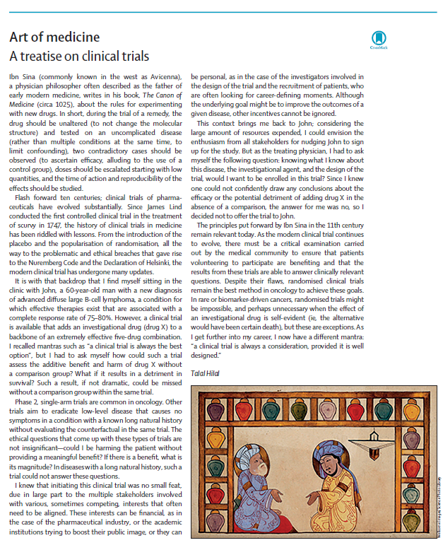 THilalMD's tweet photo. My new essay in @TheLancetHaem on clinical trials https://t.co/CPnCpceqws
