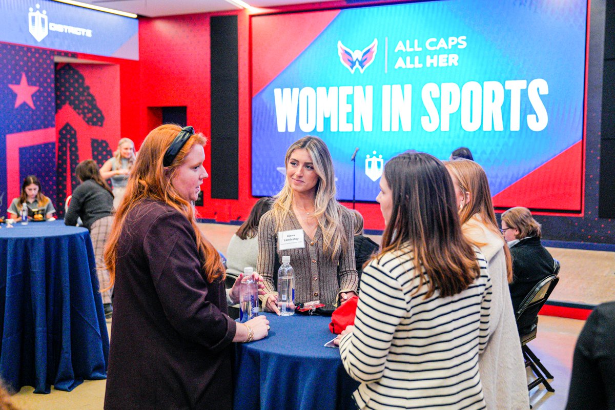Capitals's tweet photo. In celebration of National Girls and Women in Sports Day, we hosted 150 of the brightest minds in the DMV last night at the 'Women in Sports Networking Event' at District E.

Excited to see what the future holds with these rising stars leading the way!

#NGWSD | #ALLCAPSALLHER https://t.co/zWISsrmM6w