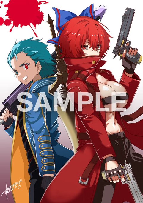 skeb納品です。赤蛮奇(ダンテ)、多々良小傘(バージル)のリクエストです 