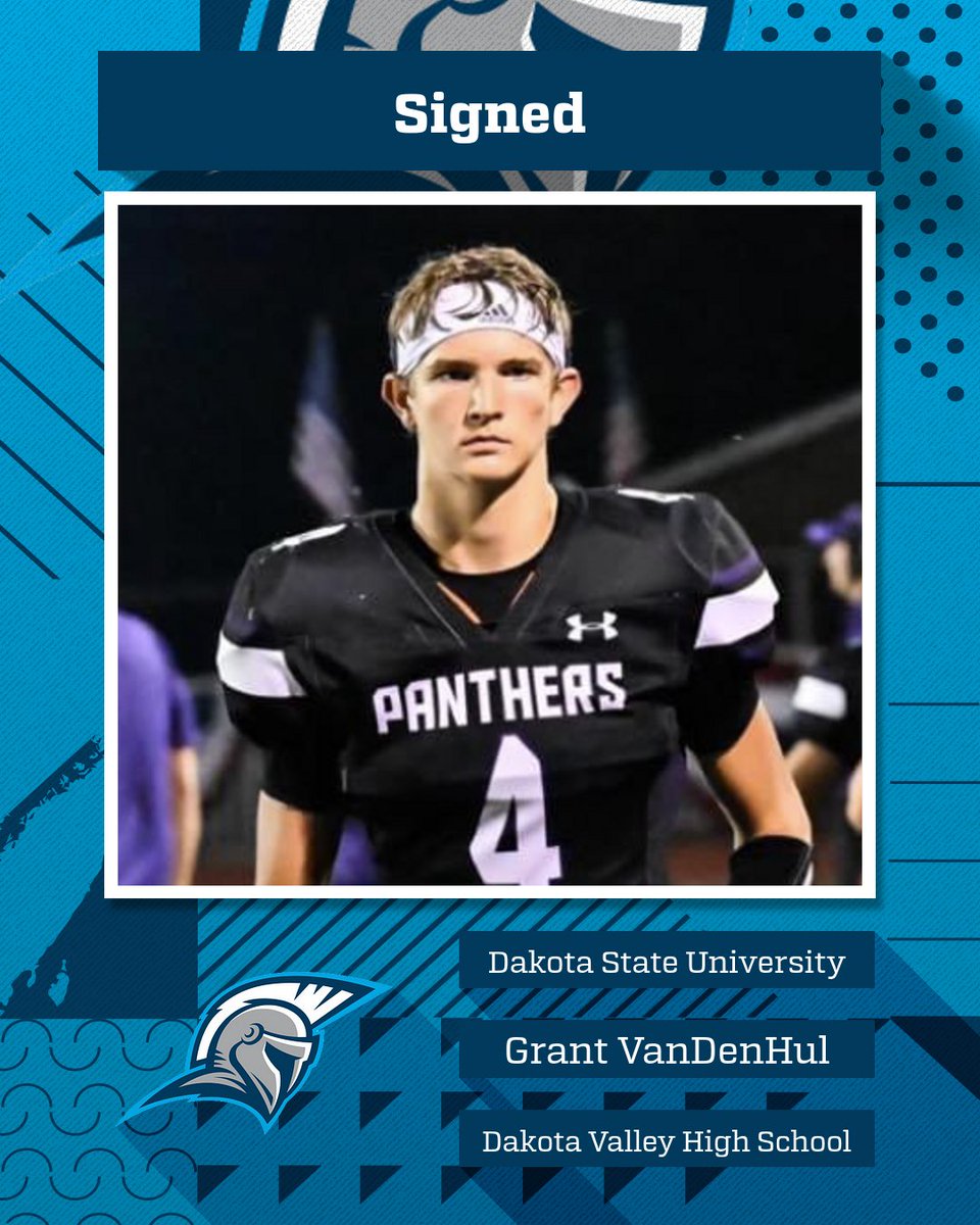 DSUFootball's tweet photo. Welcome to the family!
Grant VanDenHul (@GVandenhul)
From North Sioux City, SD
Dakota Valley High School
WR/ 6’6/ 180
Film: https://t.co/nneOmV8Hsl

HC: @DakSt8Football https://t.co/iaGexiVZ4q