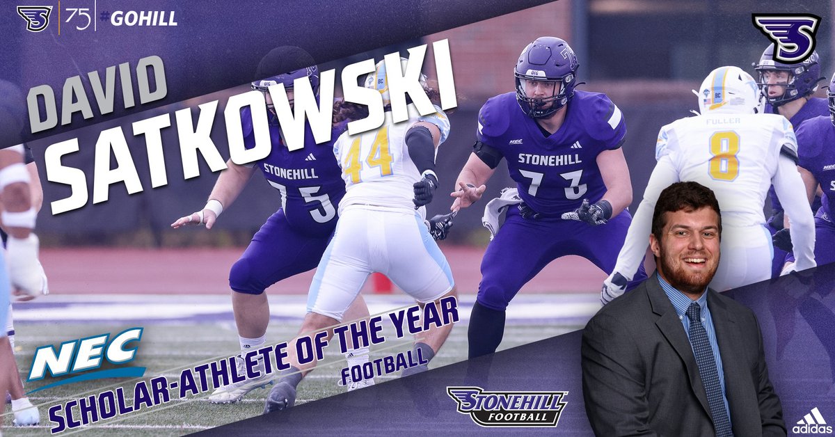 Stonehill Athletics (@gostonehill) on Twitter photo 📚🏈SCHOLAR-BALLER🏈📚
<a href="/StonehillFB/">Stonehill Football #DIG</a> postgrad David Satkowski is a 2-time <a href="/NECFootball/">NEC Football</a> Scholar-Athlete of the Year!
➡️bit.ly/49q2wqn
#GoHill | #NECFB 📚🏈SCHOLAR-BALLER🏈📚
<a href="/StonehillFB/">Stonehill Football #DIG</a> postgrad David Satkowski is a 2-time <a href="/NECFootball/">NEC Football</a> Scholar-Athlete of the Year!
➡️bit.ly/49q2wqn
#GoHill | #NECFB