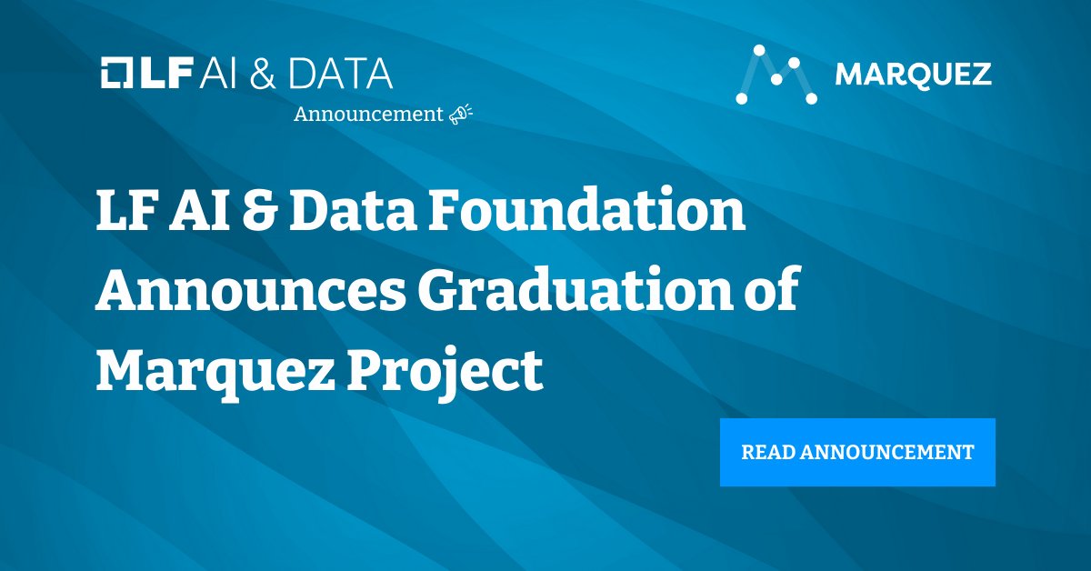 LFAIDataFdn's tweet photo. Today, LF AI &amp; Data Foundation announces the graduation of the Marquez project! From 180 GitHub stars in Dec 2019 to over 1.4K stars today, this transition is a testament to Marquez's consistent growth, governance, and role in the community. Learn more: https://t.co/hWCnlh89L4 https://t.co/zEL9jfQ2vg