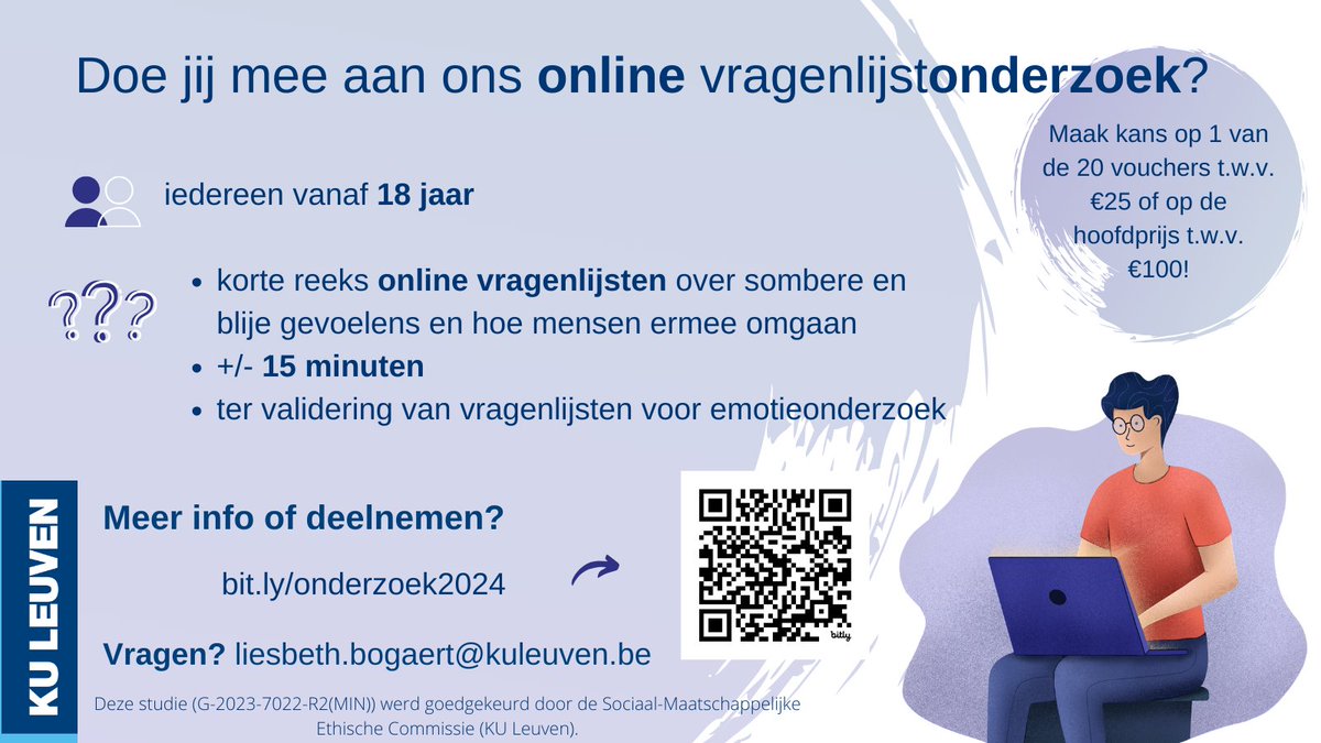 MartaWalentyna's tweet photo. 📣 Deelnemers gezocht voor vragenlijstvalidering.
Ga naar https://t.co/lylb88KweA  en vul onze korte online survey in. Meer info 👇
#validation #selfreportscales https://t.co/bC02rGTTmw