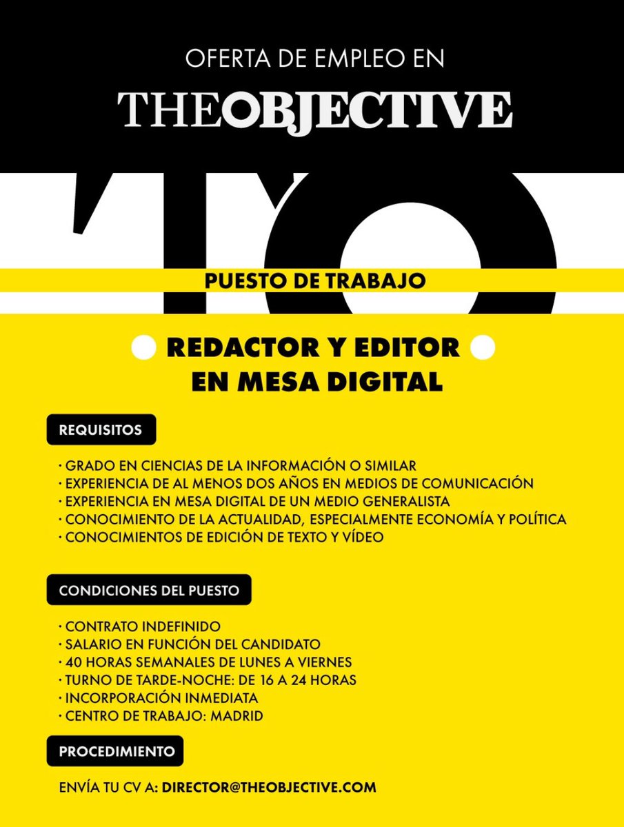 ¿Te gustaría trabajar en THE OBJECTIVE? Escríbenos y dinos por qué…