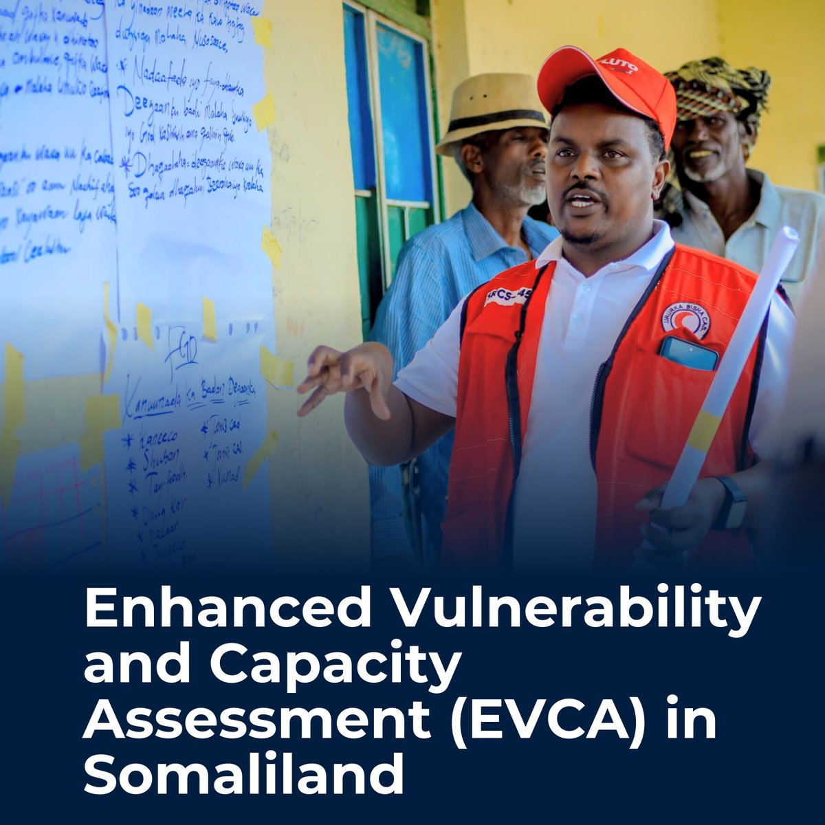 IFRCAfrica's tweet photo. Communities know their needs best! SRCS Somaliland's Enhanced Vulnerability & Capacity Assessments (#EVCA) approach, supported by @RodeKruis, is participatory, ensuring local voices are heard & solutions reflect community priorities in building #resilience for #ClimateAction. https://t.co/26pSQdi4TS