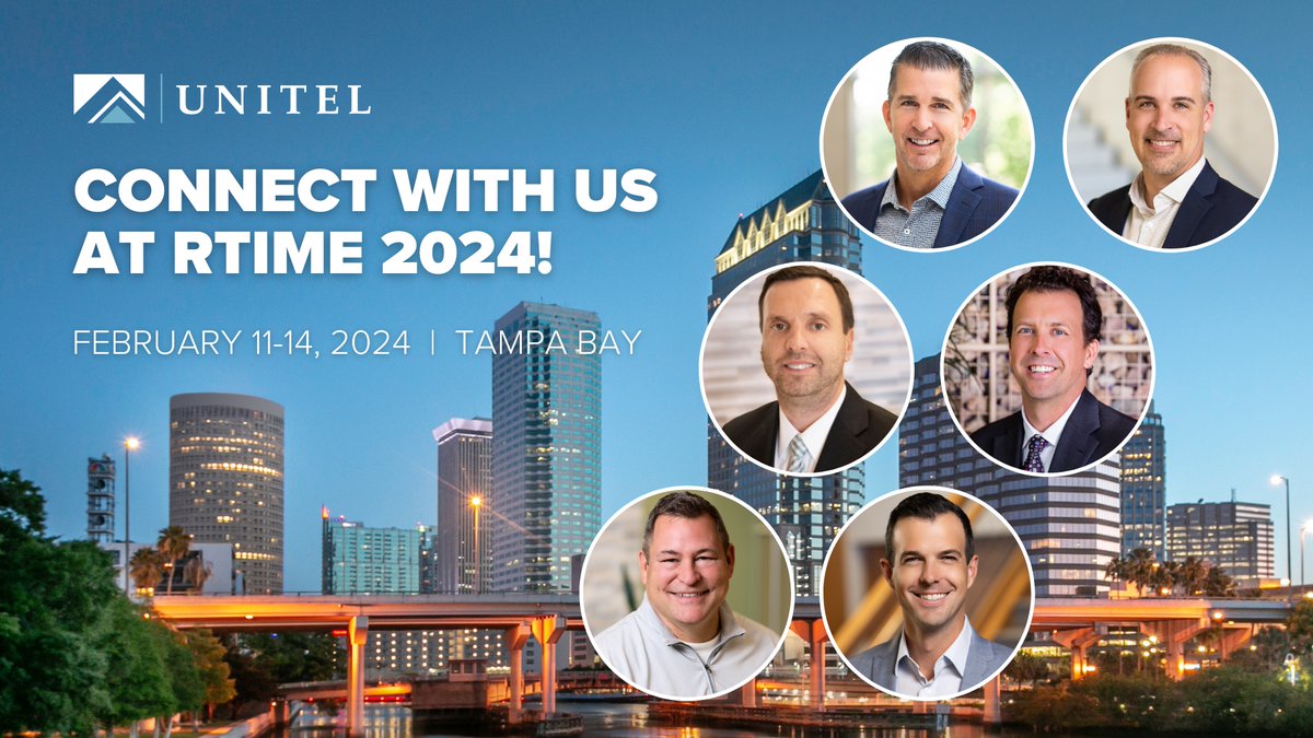 6 UNITEL Advisors are headed to NTCA's RTIME in Tampa Bay! Connect with Ric Stoakes, Ryan Keeley, Matt Gilbert, Mike Reed, Chris Danielson and Jay Lechner February 11 - 14.